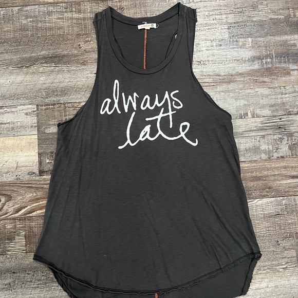 SUNDRY Always Late Graphic Racerback Tank - Picture 2 of 3